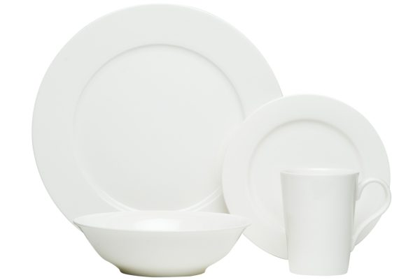 White Sixteen Piece Round Bone China Service For Four Dinnerware Set - Image 3