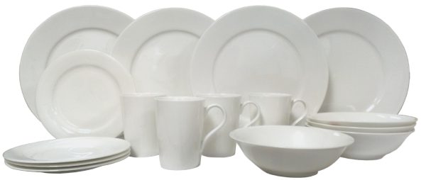 White Sixteen Piece Round Bone China Service For Four Dinnerware Set - Image 2