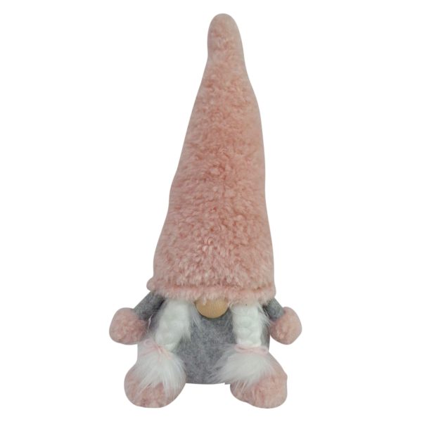 Set Of Two 14" Pink Fabric Christmas Gnomes - Image 2