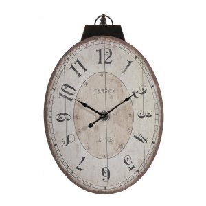 18" Oval Ivory Wood Analog Wall Clock