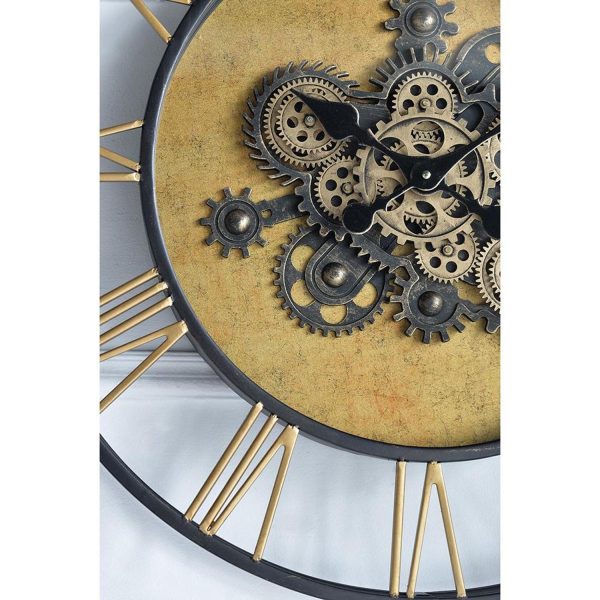 28" Circle Copper Metal and Glass Analog Exposed Gear Wall Clock - Image 2