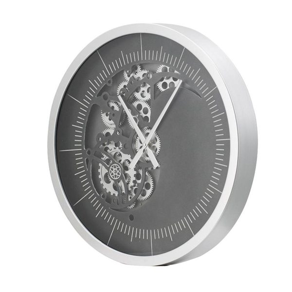 23" Circle Black and Silver Wood and Glass Analog Wall Clock - Image 2