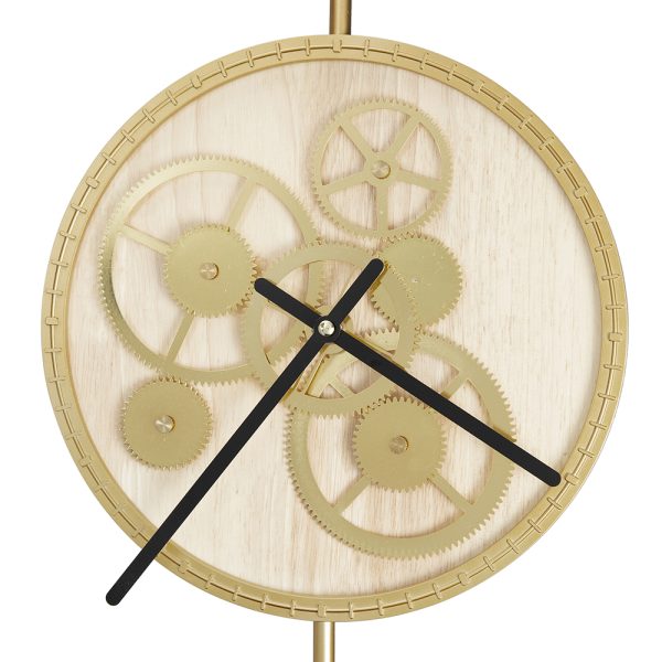 20" Novelty Gold Metal and Glass Analog Exposed Gear Wall Clock - Image 4