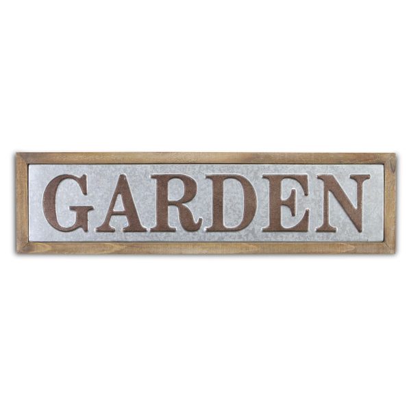 9" X 33" Gray and Brown Garden Wood and Metal Wall Decor - Image 2