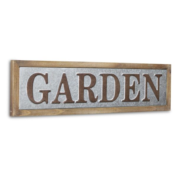 9" X 33" Gray and Brown Garden Wood and Metal Wall Decor - Image 3