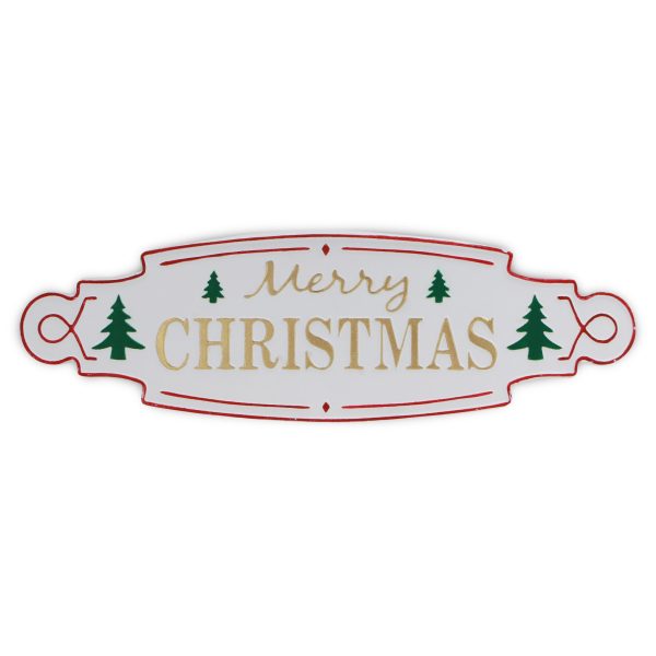 11" X 36" White Green and Red Merry Christmas Metal Wall Decor - Image 2