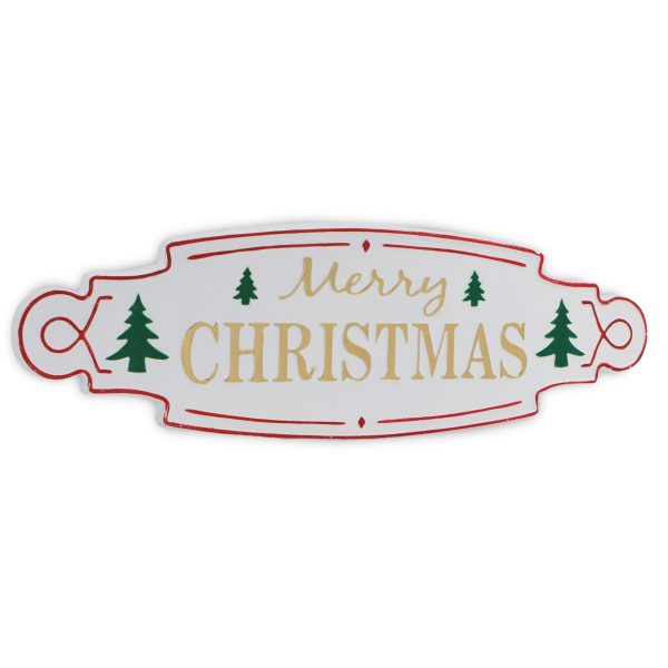 11" X 36" White Green and Red Merry Christmas Metal Wall Decor - Image 3