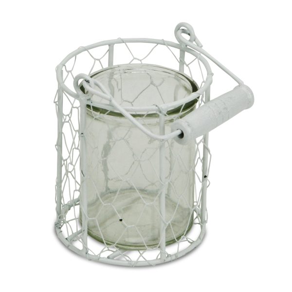 5" White Metal Tabletop Lantern Candle Holder - Image 3