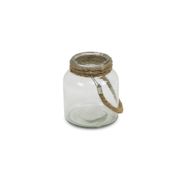 6" Clear and Brown Glass Tabletop Lantern Candle Holder - Image 2