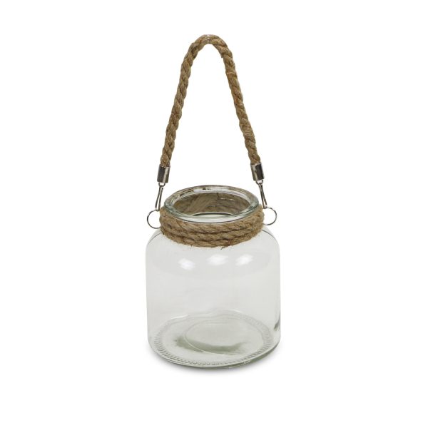 6" Clear and Brown Glass Tabletop Lantern Candle Holder - Image 3