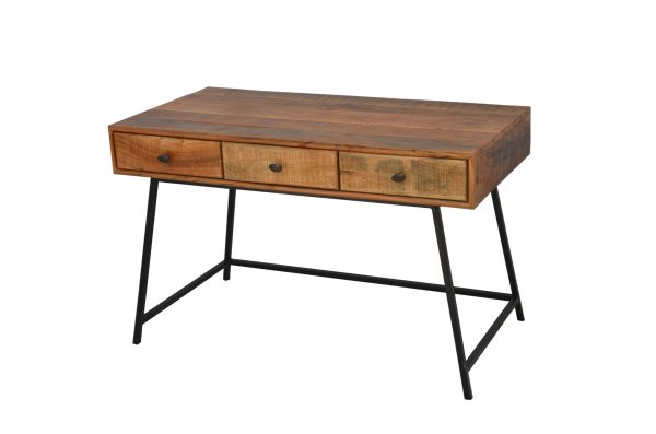 47" Natural and Black Solid Wood Writing Desk With Three Drawers - Image 2