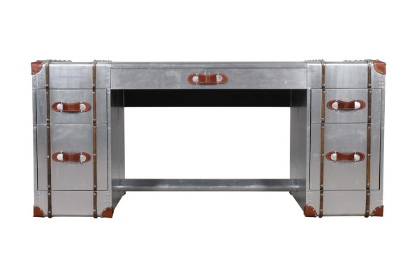 72" Silver Aluminum Executive Desk With Five Drawers - Image 2