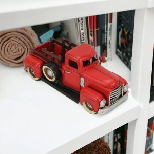 6" Red and Black Metal Hand Painted 1950's Red Truck Model Car