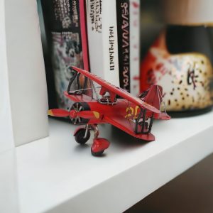 5" Red and Black Metal Hand Painted 1933 G5 Bi Plane Model Airplane