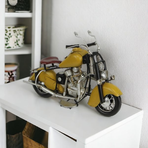 8" Yellow and Black Metal Hand Painted Model Motorcycle