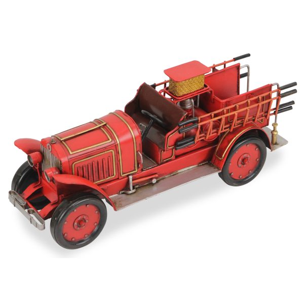 7" Red and Gold Metal Hand Painted 1923 style fire truck Model Car - Image 3