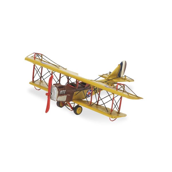 4" Yellow and Red Metal Hand Painted 1918 Yellow Curtiss JN-4 Model Airplane - Image 3