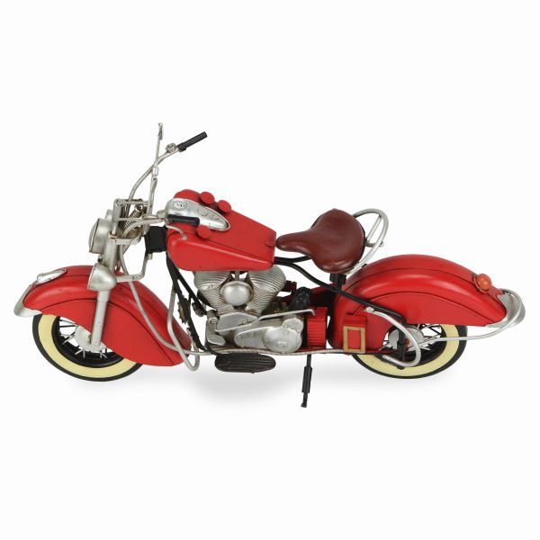 8" Red and Silver Metal Hand Painted Model Motorcycle - Image 3