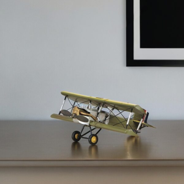 6" Yellow and Green Metal Hand Painted Model Airplane