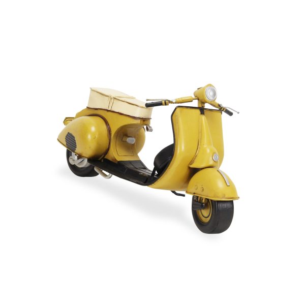 9" Yellow and Black Metal Hand Painted 1959 Yellow Scooter Model Motorcycle - Image 2