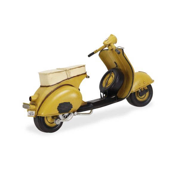 9" Yellow and Black Metal Hand Painted 1959 Yellow Scooter Model Motorcycle - Image 3