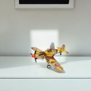 6" Yellow and Brown Metal Hand Painted 1941's P-40 Fighter Model Airplane