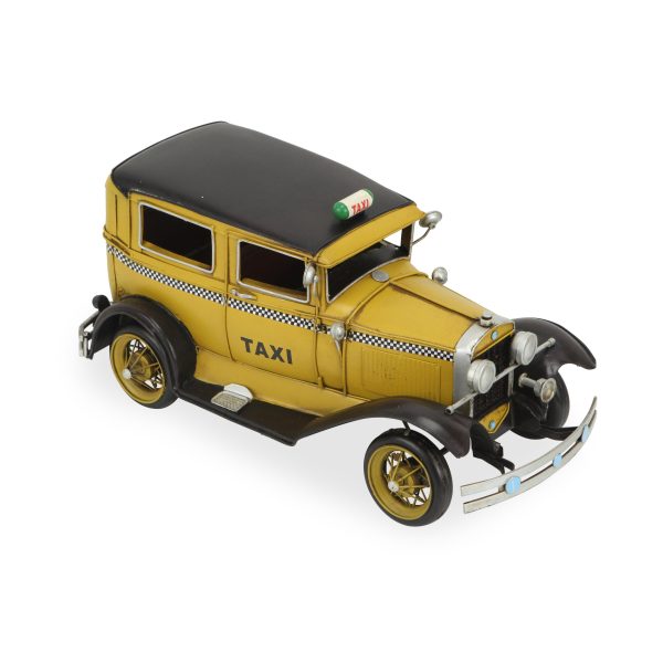 7" Yellow and Black Metal Hand Painted 1931 Yellow Taxi Model Car - Image 3