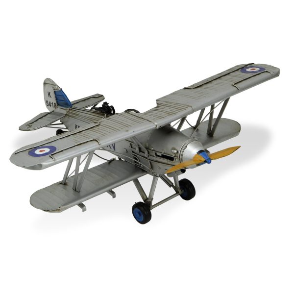 5" Blue and Gray Metal Hand Painted Model Airplane - Image 2