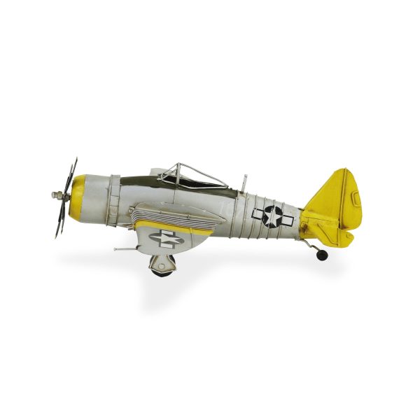 4" Yellow and Gray Metal Hand Painted P-47D Thunderbolt Model Airplane