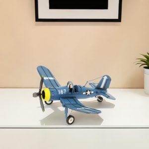 5" Blue and Yellow Metal Hand Painted Model Airplane