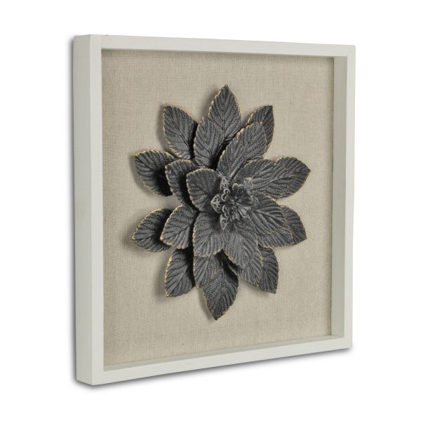 12" X 13" Black And Gold Flower Wood and Metal Wall Decor - Image 2