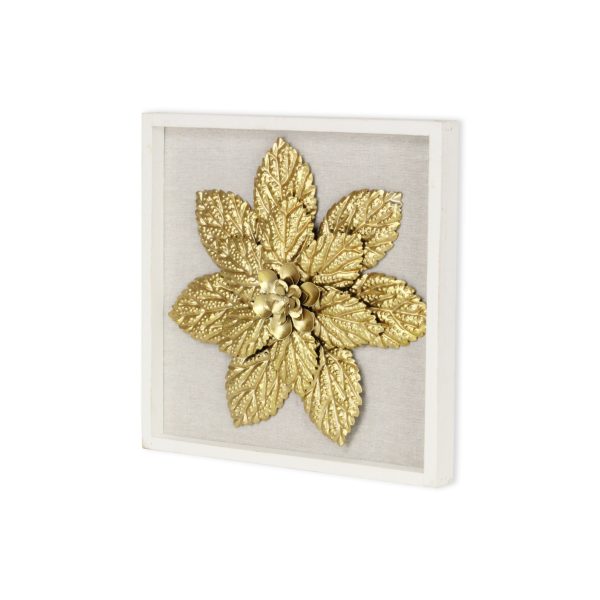 12" X 13" Gold Flower Wood and Metal Wall Decor - Image 3