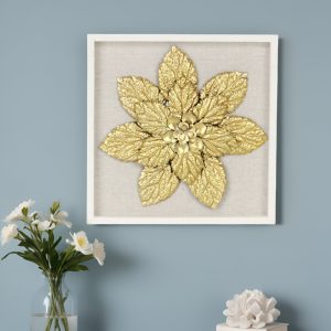 12" X 13" Gold Flower Wood and Metal Wall Decor