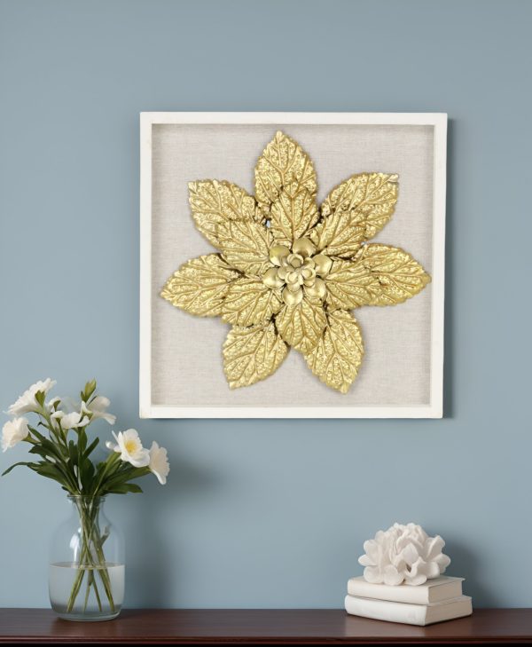 12" X 13" Gold Flower Wood and Metal Wall Decor