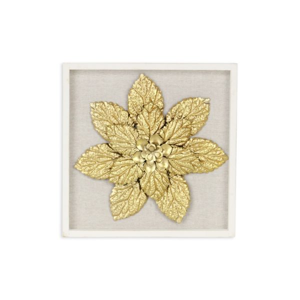 12" X 13" Gold Flower Wood and Metal Wall Decor - Image 2