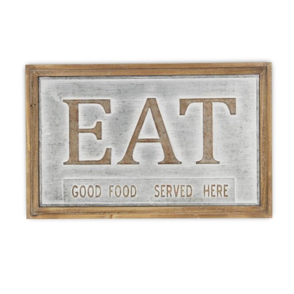 14" X 21" Gray and Brown Eat Wood and Metal Wall Decor - Image 2