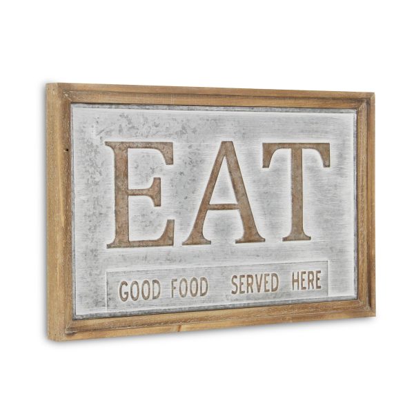 14" X 21" Gray and Brown Eat Wood and Metal Wall Decor - Image 3