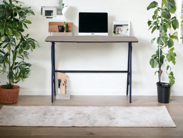 44" Brown and Black Solid Wood Writing Desk - Image 3