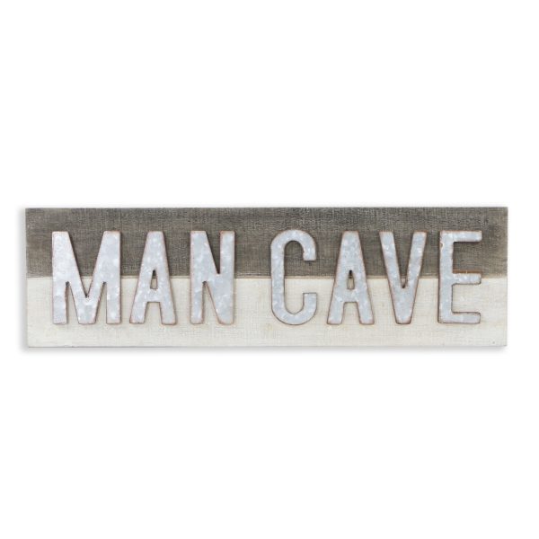 8" X 32" Gray and Brown Man Cave Wood and Metal Wall Decor - Image 2