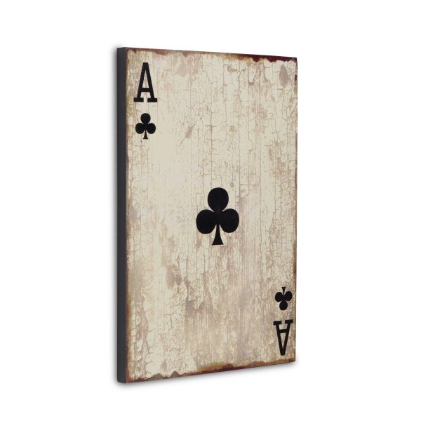 24" X 15" Off White Ace of Clubs Wood Wall Decor - Image 3