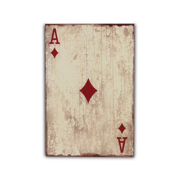 24" X 15" Off White Ace Of Diamonds Wood Wall Decor - Image 2