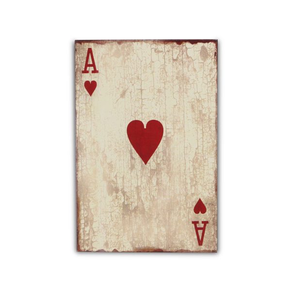 24" X 15" Off White Ace Of Hearts Wood Wall Decor - Image 2