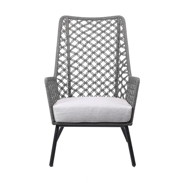 26" Gray and Black Steel Indoor Outdoor Dining Chair with Gray Cushion - Image 2