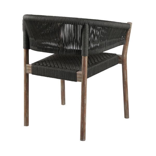 Set of Two 26" Black and Natural Wood Solid Wood Outdoor Dining Chair - Image 3