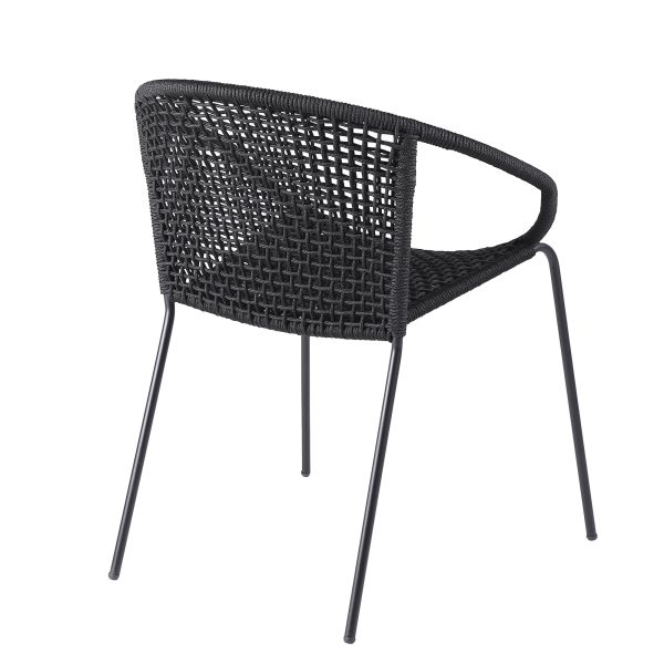 Set of Two 25" Black Metal Outdoor Dining Chair - Image 3