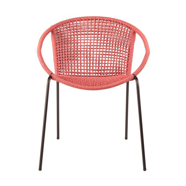 Set of Two 25" Red Metal Outdoor Dining Chair - Image 3