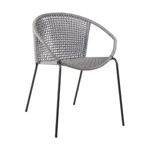 Set of Two 25" Gray Metal Outdoor Dining Chair