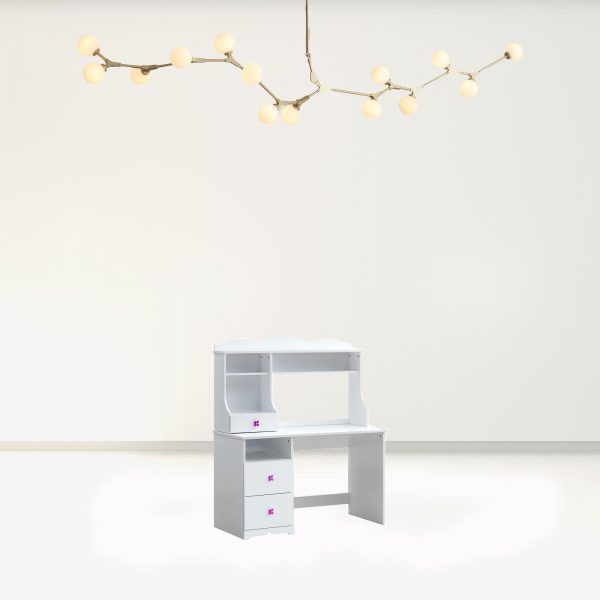 47" White Wood Writing Desk With Two Drawers - Image 2