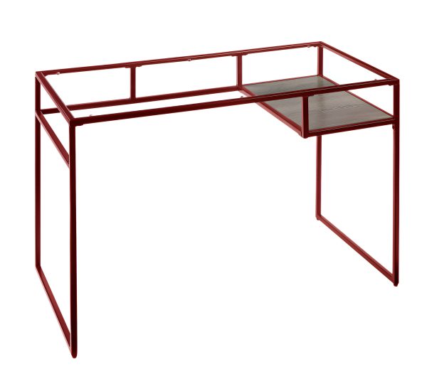 48" Clear and Red Glass Writing Desk - Image 2