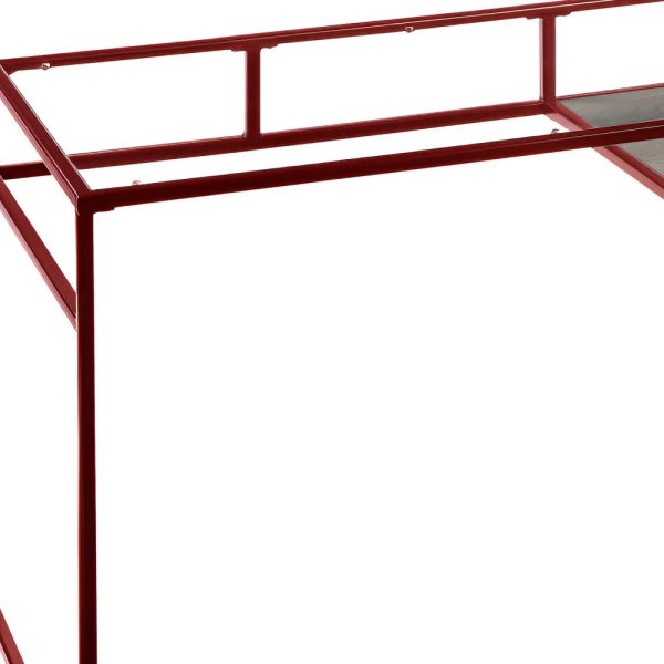48" Clear and Red Glass Writing Desk - Image 3
